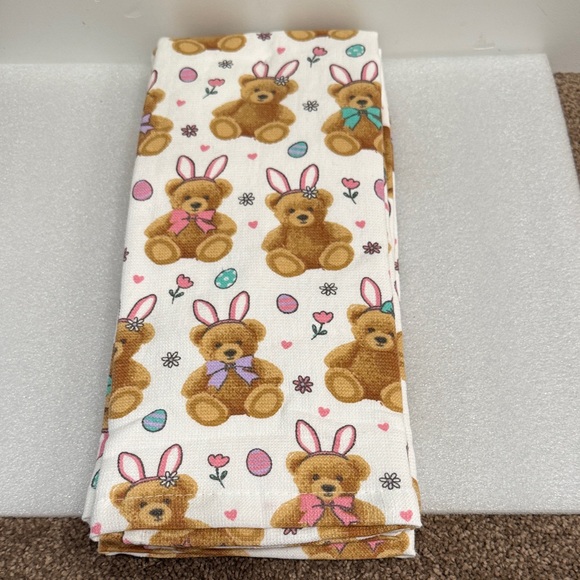 other Other - Teddy Bear Bunny Ears set of 2 kitchen hand towels NWT